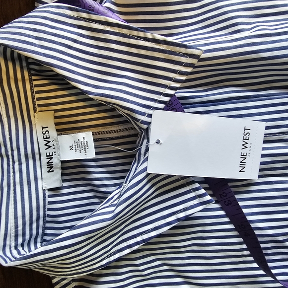 Nine West Navy and White Striped Shirt - Picture 15 of 15